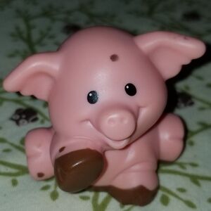 Little People Pig Pink Piglet Brown Mud Spots Dots Bottom Smile
